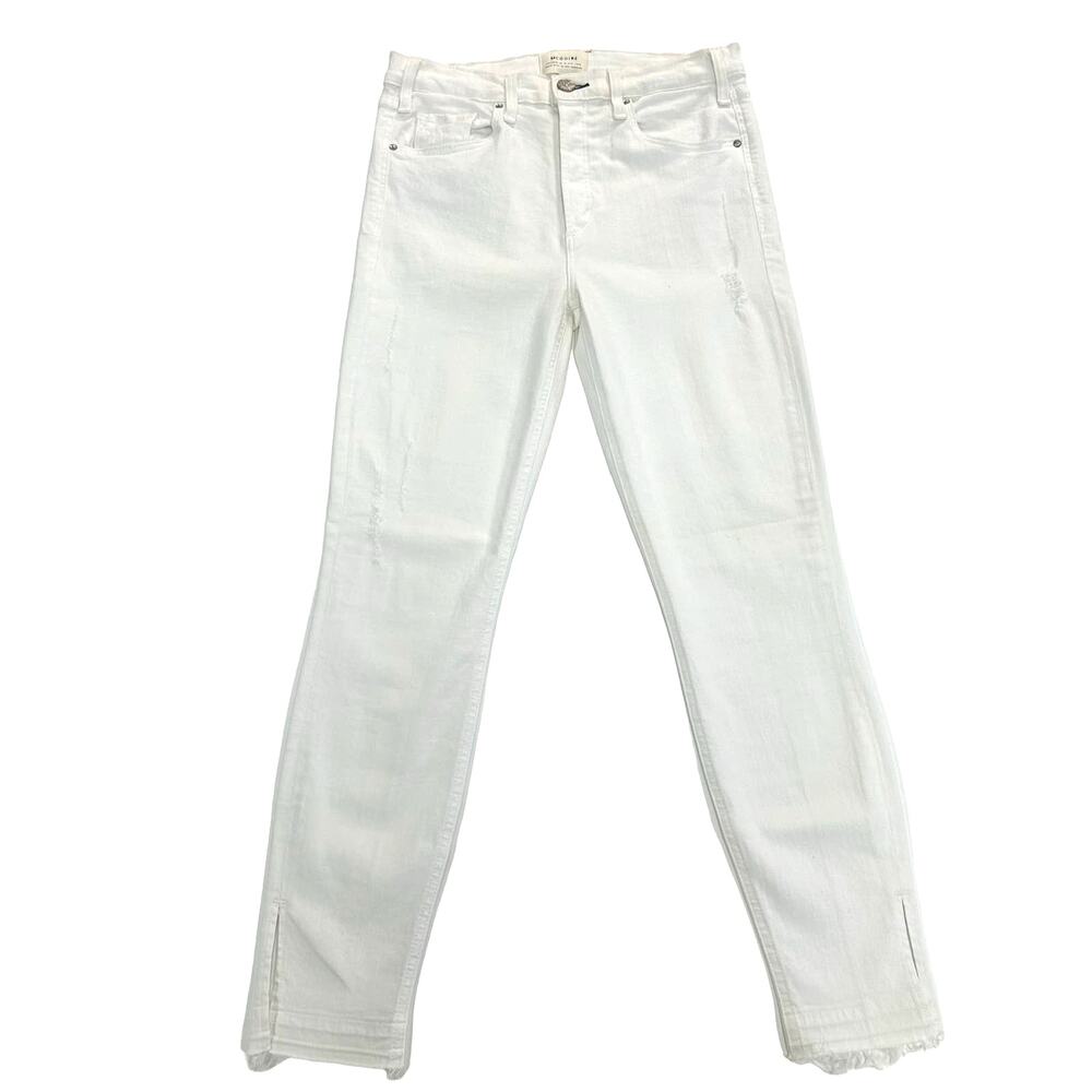 McGuire White Raw Hem Button Up High Rise Skinny Jeans Womens 31